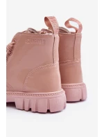 Ocieplane Lakierowane Botki Dziecięce Big Star MM374144 Różowe