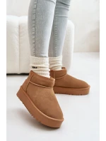 Skórzane Zamszowe Śniegowce Na Platformie Camel Nereviana