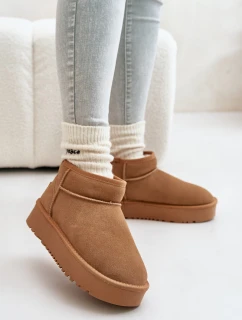 Skórzane Zamszowe Śniegowce Na Platformie Camel Nereviana