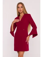 M876 Šaty so širokými manžetami - bordové
