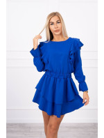 Šaty s vertikálnymi volánmi fialovo-modré