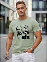 Pánske bavlnené tričko s klasickou potlačou v zelenej farbe FashionStreet NX5145R Pánske bavlnené tričko s klasickou potlačou v zelenej farbe FashionStreet NX5145R