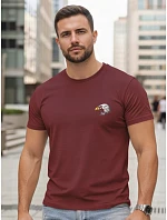 Pánske bavlnené tričko s potlačou orla, bordové, FashionStreet NX0148R Pánske bavlnené tričko s potlačou orla, bordové, FashionStreet NX0148R