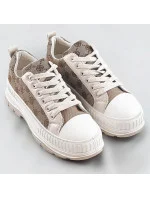 Svetlo béžové tenisky trampky s vyššou podrážkou (S067)