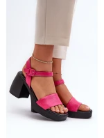 Zazoo 40386 Damskie Skórzane Sandały Na Klocku Fuksja Zazoo 40386 Damskie Skórzane Sandały Na Klocku Fuksja