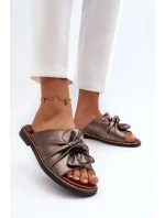 Klapki Damskie Na Płaskim Obcasie Miedziane Nelvira