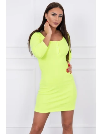 Šaty s gombíkovým výstrihom žlté neónové