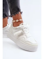 Sneakersy Damskie Na Platformie Z Eko Skóry Białe Moun