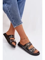 Dámské žabky se zlatými přezkami Eko kůže Černé Bellarya
