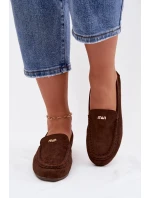Dámské mokasíny s malým zlatým detailem čokoládové Sarivelle