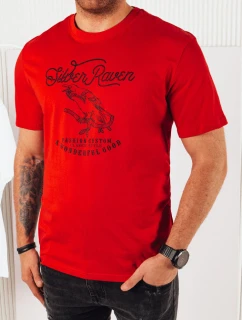 Pánske červené tričko s potlačou FashionStreet RX5364