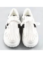 Bielo-čierne dámske športové topánky so zakrytým šnurovaním (RA2049)