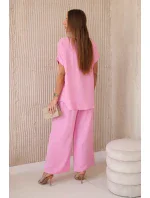 Súprava s náhrdelníkom blúzka + nohavice svetlo ružová Súprava s náhrdelníkom blúzka + nohavice svetlo ružová