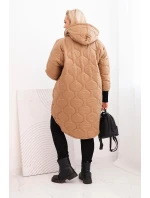 Dámske Plus veľkosť zimná bunda prešívaná s kapucňou Camel