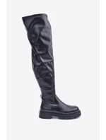 Kozaki Za Kolano Na Płaskim Obcasie Czarne Feliri