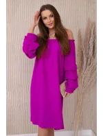 Španielske šaty s ozdobnými rukávmi fialové