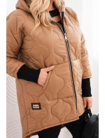 Dámske Plus veľkosť zimná bunda prešívaná s kapucňou Camel