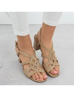 Béžové dámske sandále na podpätku Sergio Leone SK884