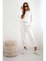 Súprava tepláky + nohavice maslová látka biela