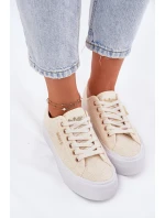 Trampki Damskie Z Koronką Lee Cooper LCW-25-31-3440L Beżowe