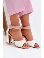Lakierowane Sandały Damskie Na Słupku Vinceza 20266 Białe