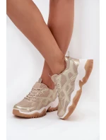 Buty Sportowe Sneakersy Damskie Big Star SS274014 HI-POLY SYSTEM Beżowo-Złote