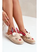 Świąteczne Kapcie Z Motywem Renifera Beżowe Sylaia