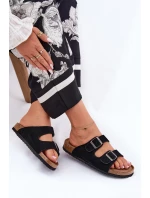 Zamszowe Klapki Damskie Z Klamrami Big Star RR274A390 Czarne