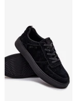 Męskie Sneakersy Na Platformie Zamszowe Big Star OO174012 Czarne