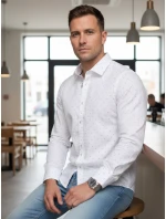 Pánska biela vzorovaná košeľa slim fit FashionStreet DX2699