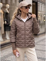 Dámska prešívaná bunda s kapucňou, béžová, FashionStreet TY5868 Dámska prešívaná bunda s kapucňou, béžová, FashionStreet TY5868