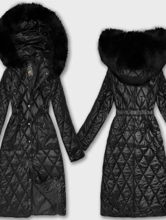 Libland prešívaný kabát s kapucňou čierny (LD-7768)