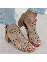 Dámske sandále na podpätku so zirkónmi v béžovej farbe Rieker 64773-61 Dámske sandále na podpätku so zirkónmi v béžovej farbe Rieker 64773-61