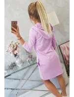 Šaty s kapucňou a vreckami fialové