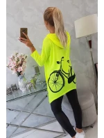 Mikina s potlačou kolesa žltá neónová