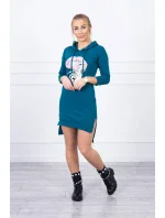 Šaty s dlhším chrbtom a farebnou potlačou marine