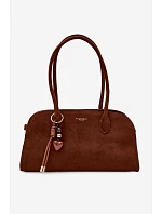 Kabelka s přívěskem a sponkami Eko semiš Camel Violette