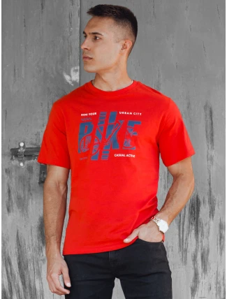 Pánske oranžové tričko s potlačou FashionStreet RX5448