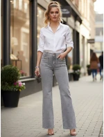 Dámske džínsy s vysokým pásom a širokými nohavicami šedé FashionStreet UY2875 Dámske džínsy s vysokým pásom a širokými nohavicami šedé FashionStreet UY2875