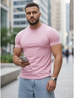 Pánske základné bavlnené tričko ružové FashionStreet RX5690 Pánske základné bavlnené tričko ružové FashionStreet RX5690
