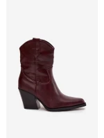 Dámské kožené boty typu kovboj na podpatku Bordové Sorelia