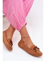 Dámske ploché mokasíny s lemovaním z imitácie semišu Camel Bluebell