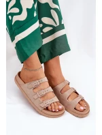 Klapki Damskie Z Paskami I Klamrami Beżowe Uliri