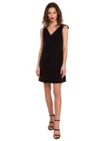 K128 Jednoduché šaty áčkového strihu s mašľou - čierne