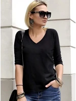 Hladká dámska blúzka s výstrihom do V Hladká dámska blúzka s výstrihom do V
