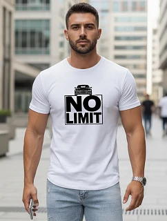 Pánske bavlnené tričko s potlačou No limit white FashionStreet NX0129R