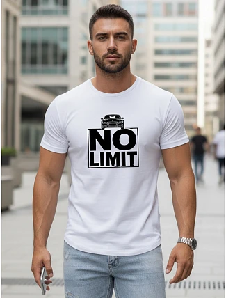Pánske bavlnené tričko s potlačou No limit white FashionStreet NX0129R