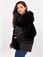 Čierna voľná bunda z rôznych materiálov (WJ218) Čierna voľná bunda z rôznych materiálov (WJ218)