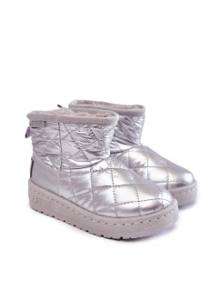 Dziecięce Ocieplane Botki Śniegowce Big Star KK374241 Srebrne