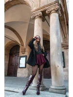 Dámské kozačky na jehlovém podpatku s páskem bordó Lisanne